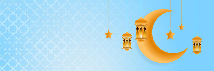 Ramadan kareem blue decoration colorful banner design background