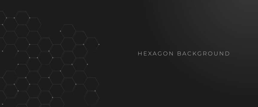 Black background with hexagon line decoration.