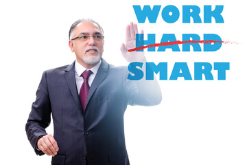 Businessman in working smart not hard concept