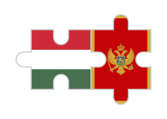 puzzle pieces of hungary and montenegro flags. vector illustration isolated on white background	