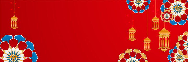 Ramadan kareem red decoration colorful banner design background