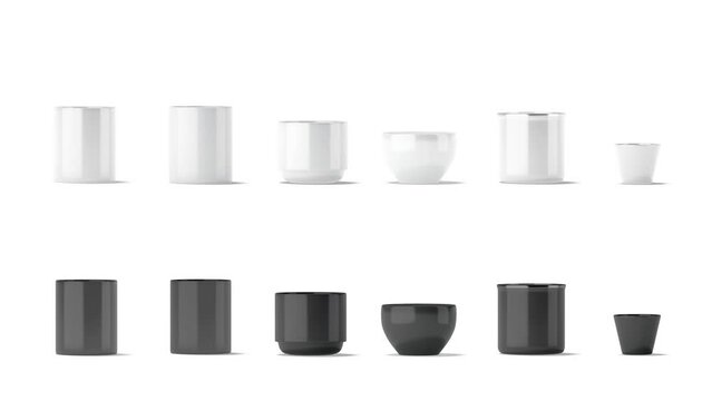 Blank black and white ceramic mug mockup stand, looped rotation