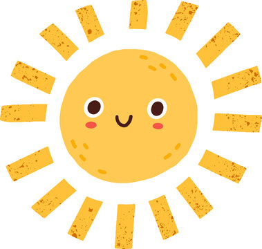 Cute Summer Sun Childish Doodle Illustration