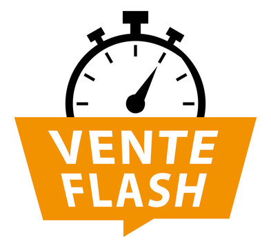 Vente flash. Ic&ocirc;ne orange avec chronom&egrave;tre. Vecteur.