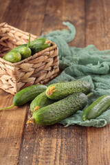 Fresh cucumbers on a table