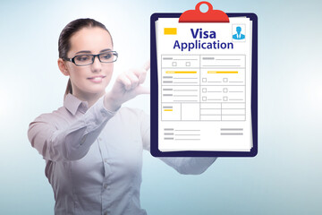 Visa application concept with businesswoman