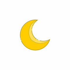 Fototapeta na wymiar yellow Crescent moon icon vector on white background