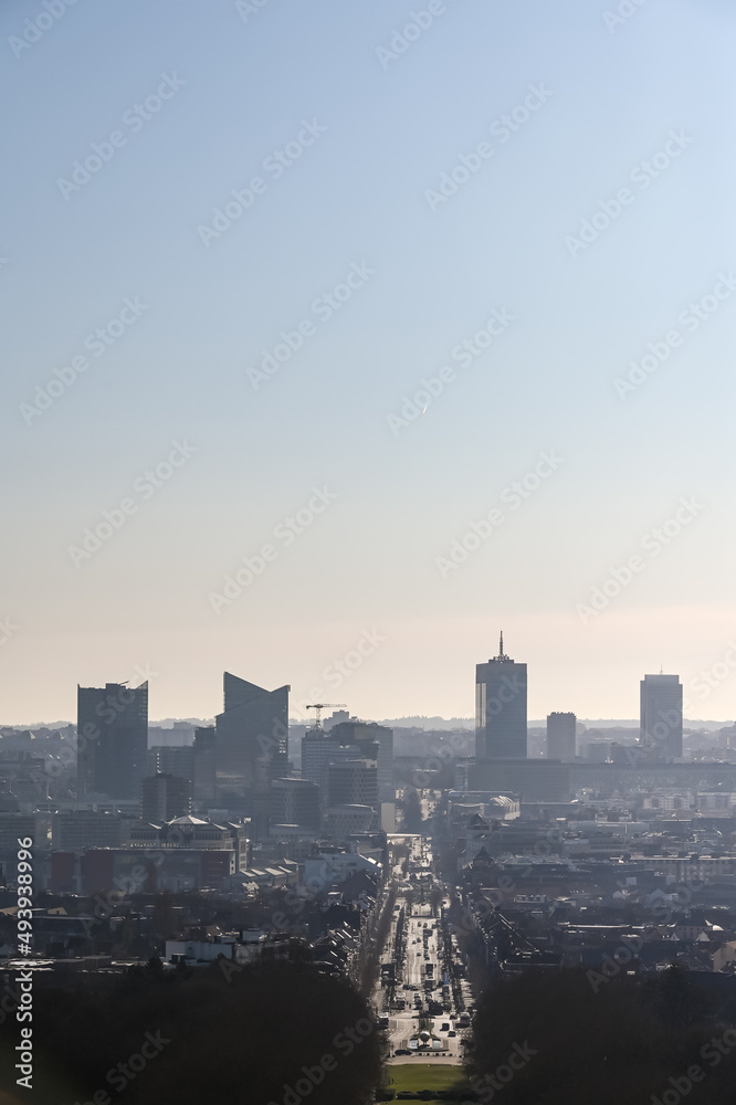 Wall mural Belgique Bruxelles panorama ville pollution environnement carbone immobilier affaire quartier business co2