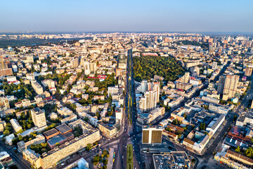 Obraz premium Aerial view of Taras Shevchenko Boulevard in Kiev, the capital of Ukraine, before the war with Russia