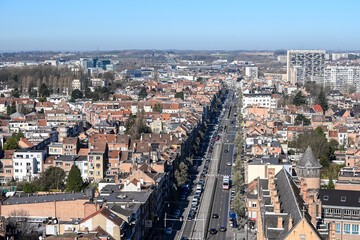 Fototapeta na wymiar Belgique Bruxelles panorama ville pollution environnement carbone immobilier axe routier Charles Quint avenue Boulevard