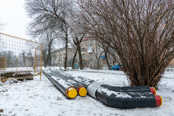 Reconstruction of central heating system pipes during severe frost. Repair and replacement of...