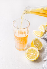 Summer refreshing carbonated drink. Drinks with sparkling mineral water