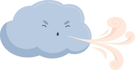 Cloud with Funny Angry Face Cartoon Illustration
