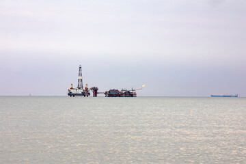 Offshore oil drilling platform in Caofeidian sea area, China