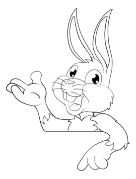 recommend clip art: Easter Bunny Rabbit Cartoon Character Peeking Sign
