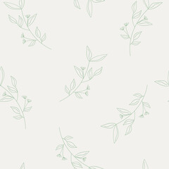 Natural seamless leaf pattern. Botanical vector background. Modern design for cosmetics, natural and organic products and beauty.