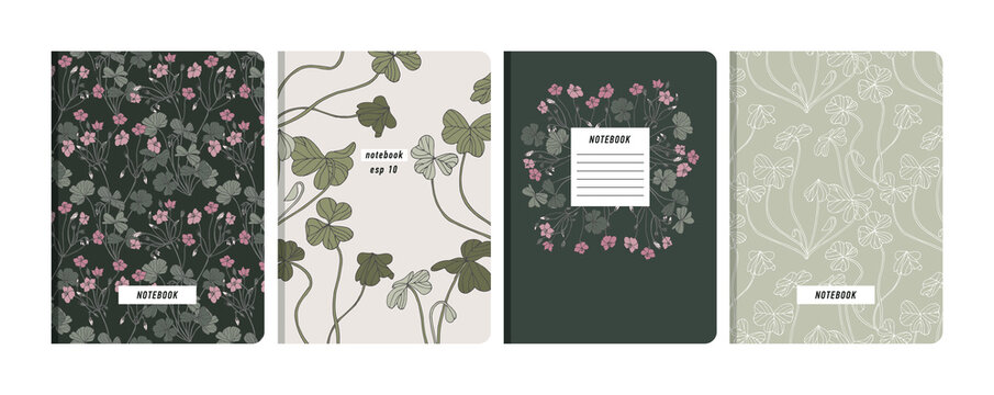 Vector illustartion templates cover pages for notebooks, planners, brochures, books, catalogs. Floral background