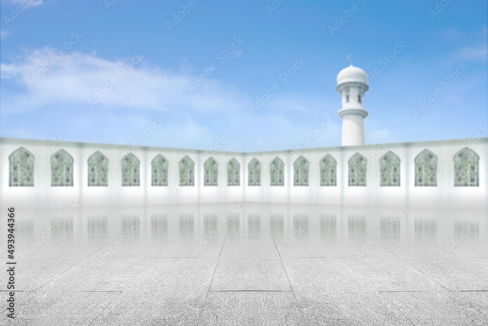 Poster view of mosque interior with a beautiful pattern