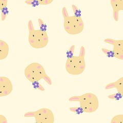 Rabbits pattern. Cute easter bunny on a pattern. Children's pattern.