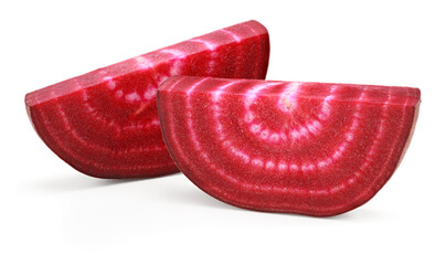 sliced beetroot isolated on white background. clipping path