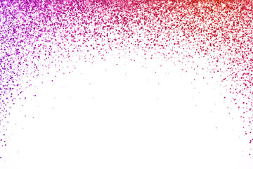Purple red holiday falling particles round arch on white background. Vector