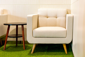 Round table with couch