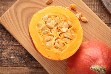 Pumpkin on a wooden table
