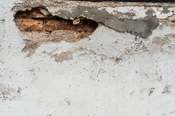 Closeup texture abstract of old crack wall background. Copy space