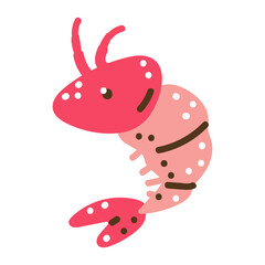 Shrimp vector cartoon illustration isolated on white background.