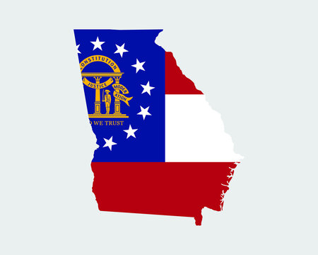 Georgia Map Flag. Map of GA, USA with the state flag. United States, America, American, United States of America, US State Banner. Vector illustration.