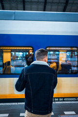 Passenger at the train station. traveling by train