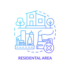 Residential area blue gradient concept icon. Land use classification abstract idea thin line illustration. Neighborhoods. Permanent residence. Isolated outline drawing. Myriad Pro-Bold font used