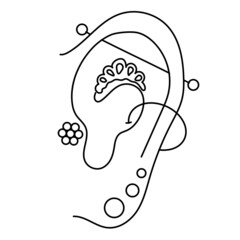 Black line Piercing isolated on white background. Vector