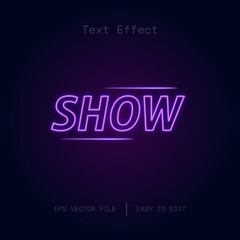 Show neon style text effect vector