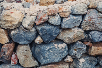 Modern design stone fence, exterior cracked stone with cement
