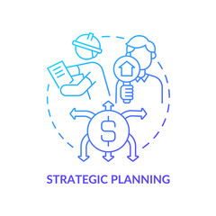 Strategic planning blue gradient concept icon. Type of planning abstract idea thin line illustration. Organization direction. Allocating resources. Isolated outline drawing. Myriad Pro-Bold font used