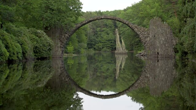 Devil's Bridge or Rakotzbr&uuml;cke, Kromlauer Park in Germany. Zoom in