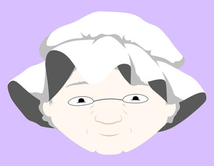 Granny face with hat cartoon isolated illustration
