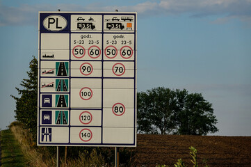 seats , poland and germany border sign,taken in stettin szczecin west poland, europe