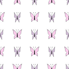 Butterfly seamless pattern insect line art cartoon illustration