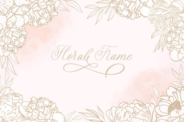 Beautiful floral frame background with soft flower and watercolor stain