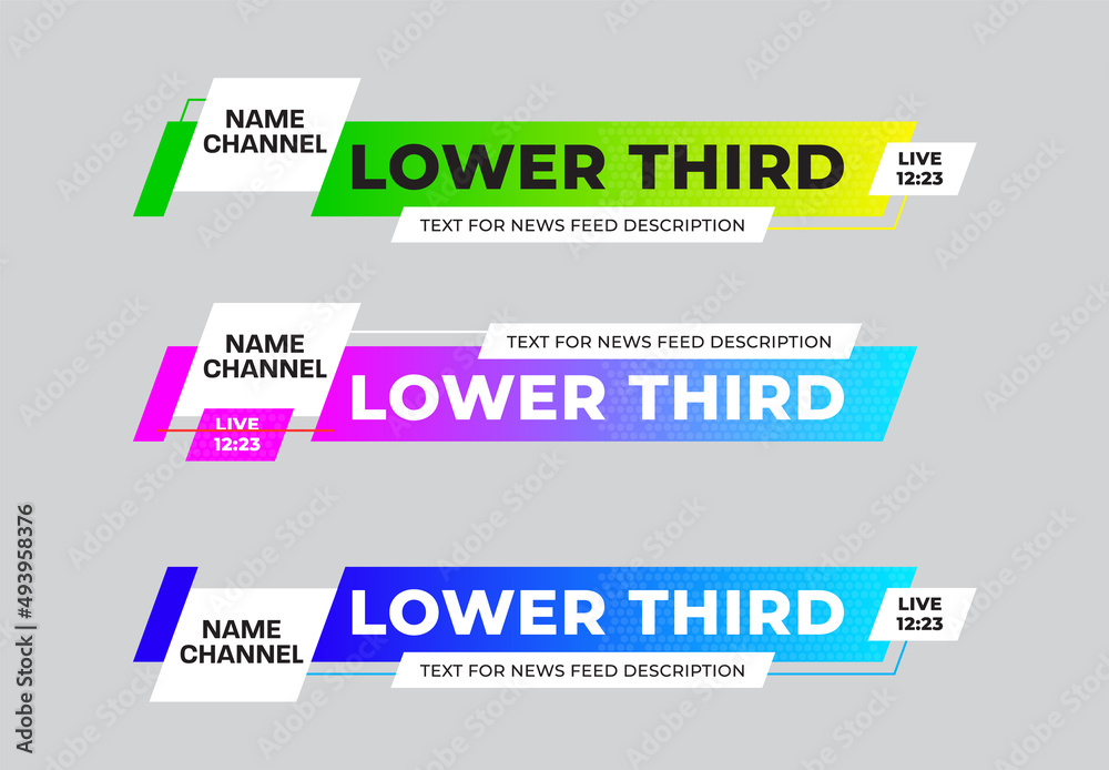 Poster vector lower third of screen for headlines, for name, channel, title plate. template with diagonal g