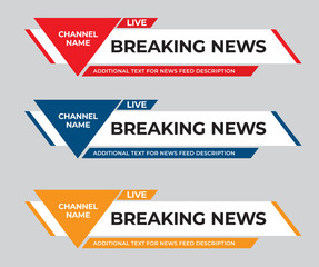 Set of modern vector lower third screen for headers, for name, channel, title plate.