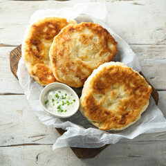 Homemade flatbread with cream cheese