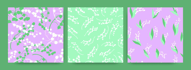 Lily of the Valley Seamless Pattern. Bud of Convallaria Majalis. Vintage Floral Fabric. Summer Lily of the Valley. Romantic Leaves Invitation. Flower Texture. Lily of the Valley.