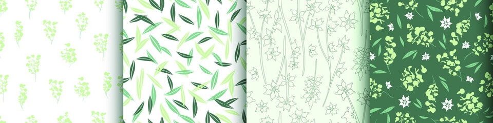 Seamless Eucalyptus Pattern. Tropical Leaves Print. Summer Textile Design. Floral Pattern. Hand Drawn Fern Branches. Elegant Botanical Texture. Fashion Botanic Border. Nature Floral Pattern.