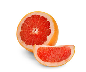 Tasty cut grapefruit on white background