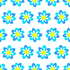 Floral cartoon pattern cute seamless flowers on white background