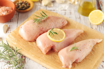 Chicken fillet with pepper and green ready for cooking	