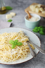 Spaghetty with italian cheese pecorino romano